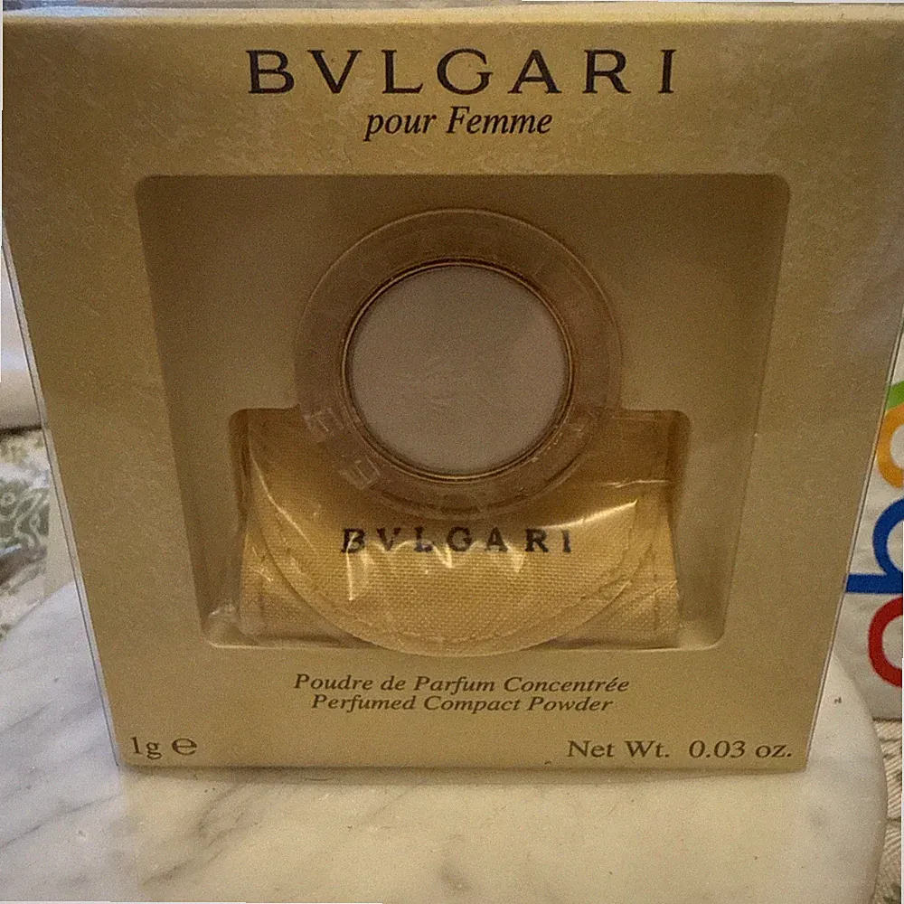 RARE Vintage Bvlgari Perfumed Compact Powder New In Box .03 Oz. W/ Yellow Pouch